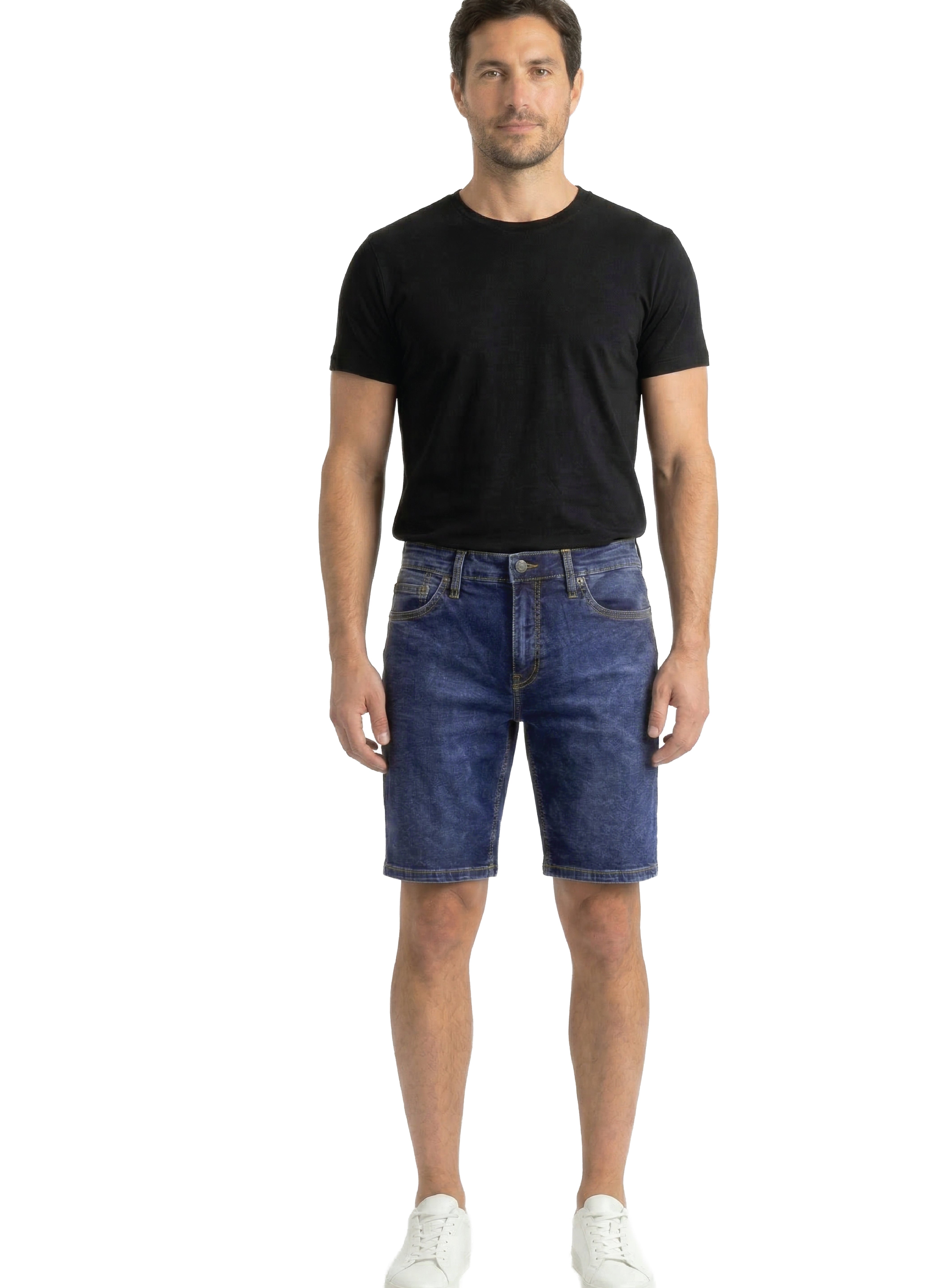 Urban Star Men's Relaxed Fit Stretch Denim Shorts in Dark Blue