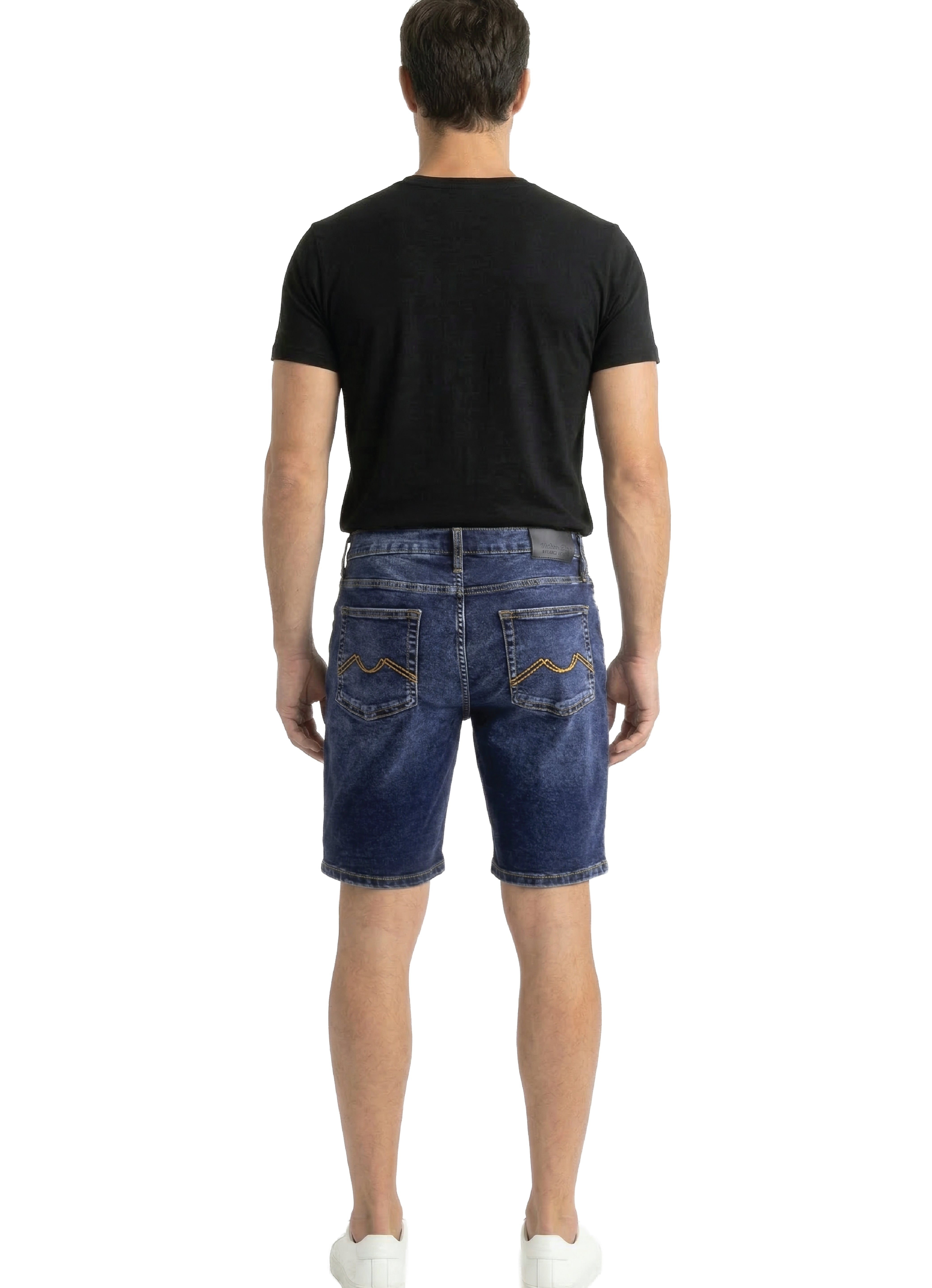Urban Star Men's Relaxed Fit Stretch Denim Shorts in Dark Blue